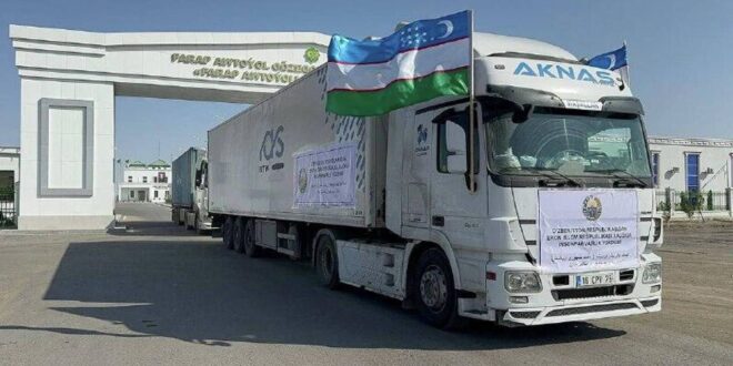 IMG 20260318 WA0000 أوزبكستان ترسل شاحنات مساعدات إنسانية إلى إيران