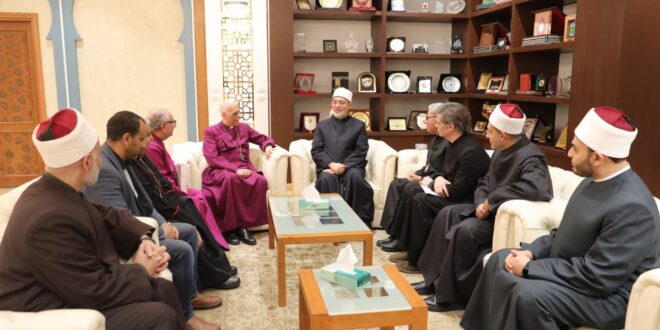 IMG 20260318 WA0002 مفتي الجمهورية يستقبل وفد الكنيسة الأسقفية لتقديم التهنئة بعيد الفطر المبارك